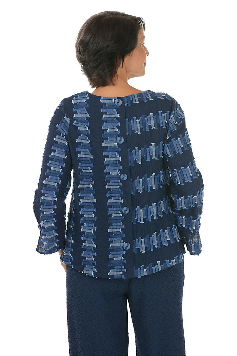 Habitat Embroidered Cotton Button Back Pullover – Navy - Juli's Wearable Art