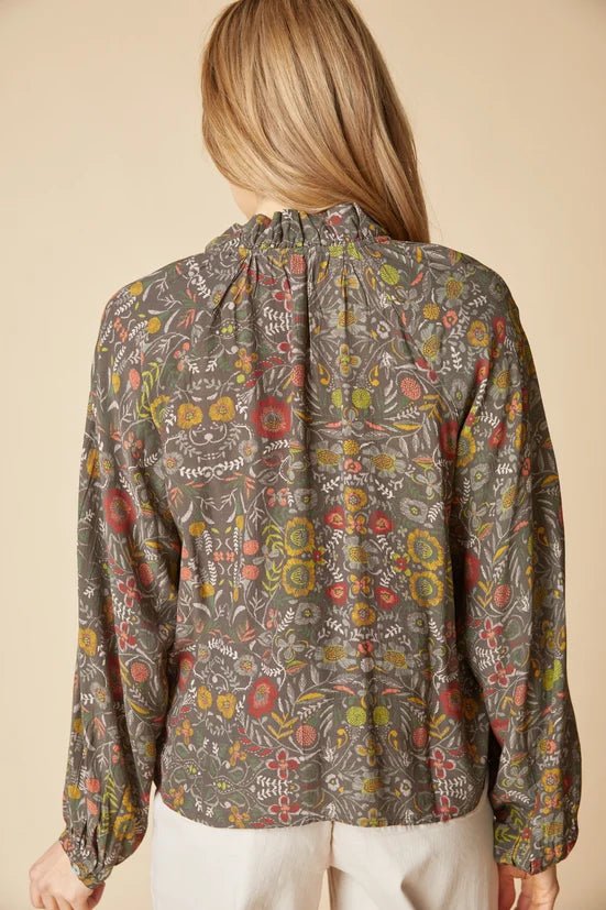 Habitat English Garden Ruffle Neck Blouse | Olive - Juli's Wearable Art