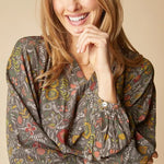 Habitat English Garden Ruffle Neck Blouse | Olive - Juli's Wearable Art