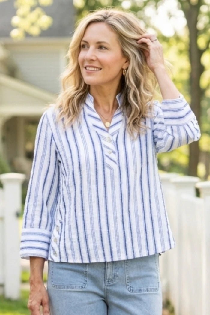 Habitat Hampton Stripe Vineyard Shirt | Sky - Juli's Wearable Art