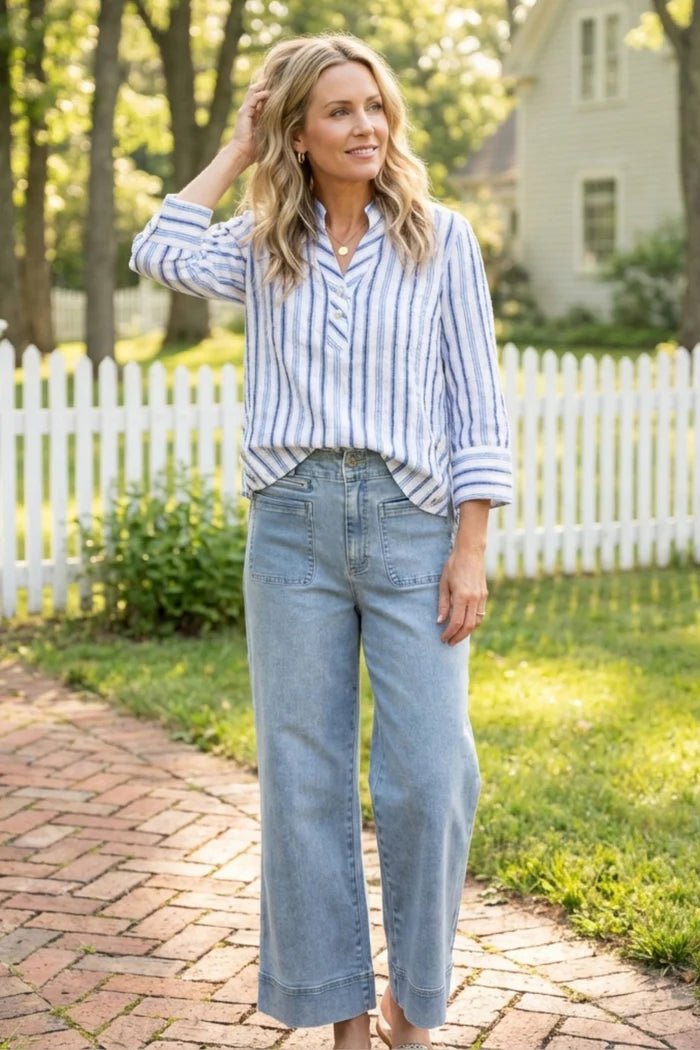 Habitat Hampton Stripe Vineyard Shirt | Sky