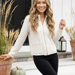 Habitat Harvest Tweed Zip Cardi | Winter White - Juli's Wearable Art