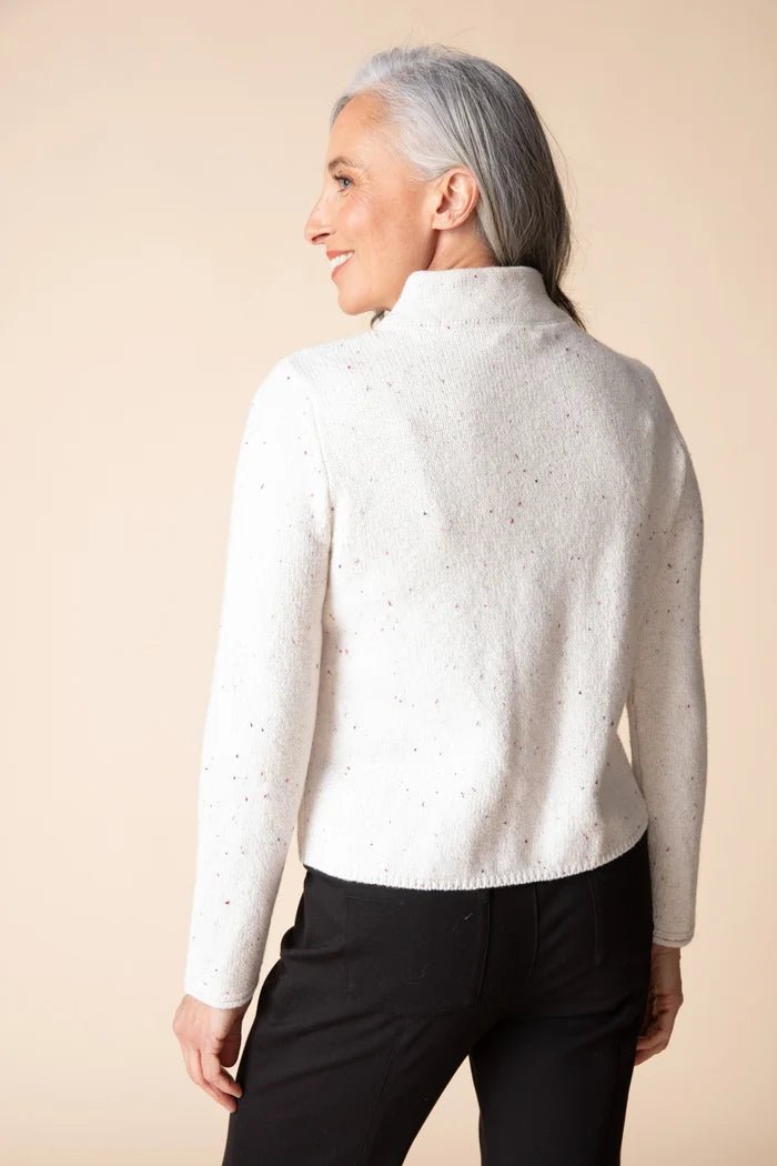 Habitat Harvest Tweed Zip Cardi | Winter White - Juli's Wearable Art