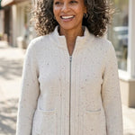 Habitat Harvest Tweed Zip Cardi | Winter White - Juli's Wearable Art