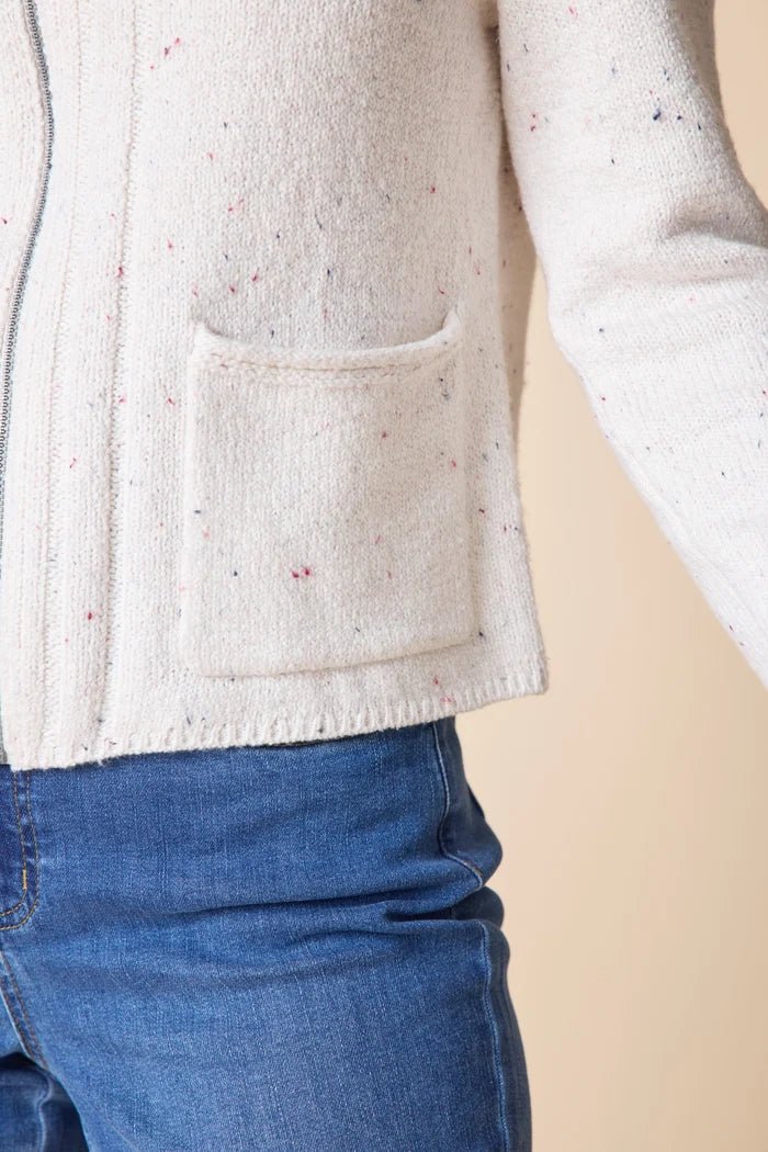 Habitat Harvest Tweed Zip Cardi | Winter White - Juli's Wearable Art