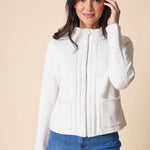 Habitat Harvest Tweed Zip Cardi | Winter White - Juli's Wearable Art