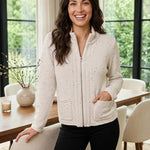 Habitat Harvest Tweed Zip Cardi | Winter White - Juli's Wearable Art