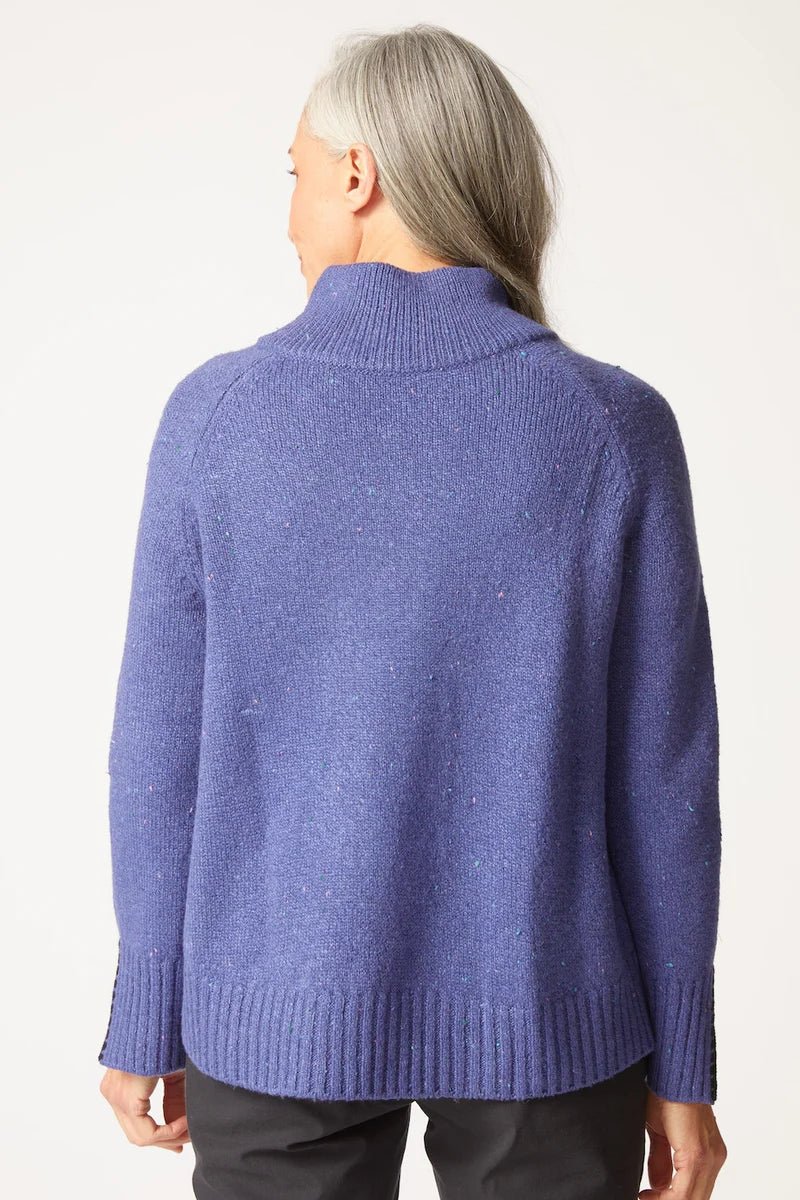 Habitat Harvest Tweed Zip Neck Sweater - Midnight - Juli's Wearable Art