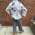 Habitat Linen Floral Flounce Shirt - Juli's Wearable Art