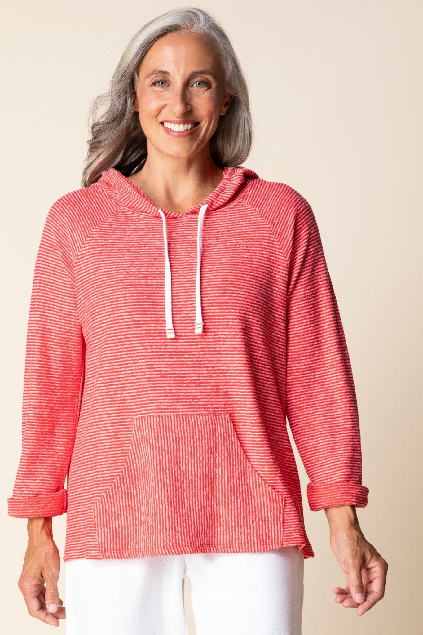 Habitat Pasadena Knit Stripe Sunrise Pullover | Tomato - Juli's Wearable Art