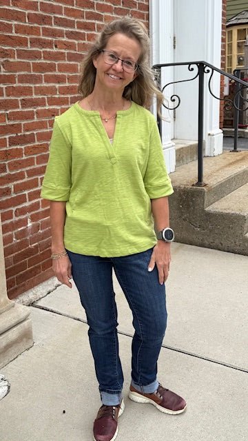 Habitat Peruvian Textured Cotton Split Collar Tee | Leaf - Juli's Wearable Art
