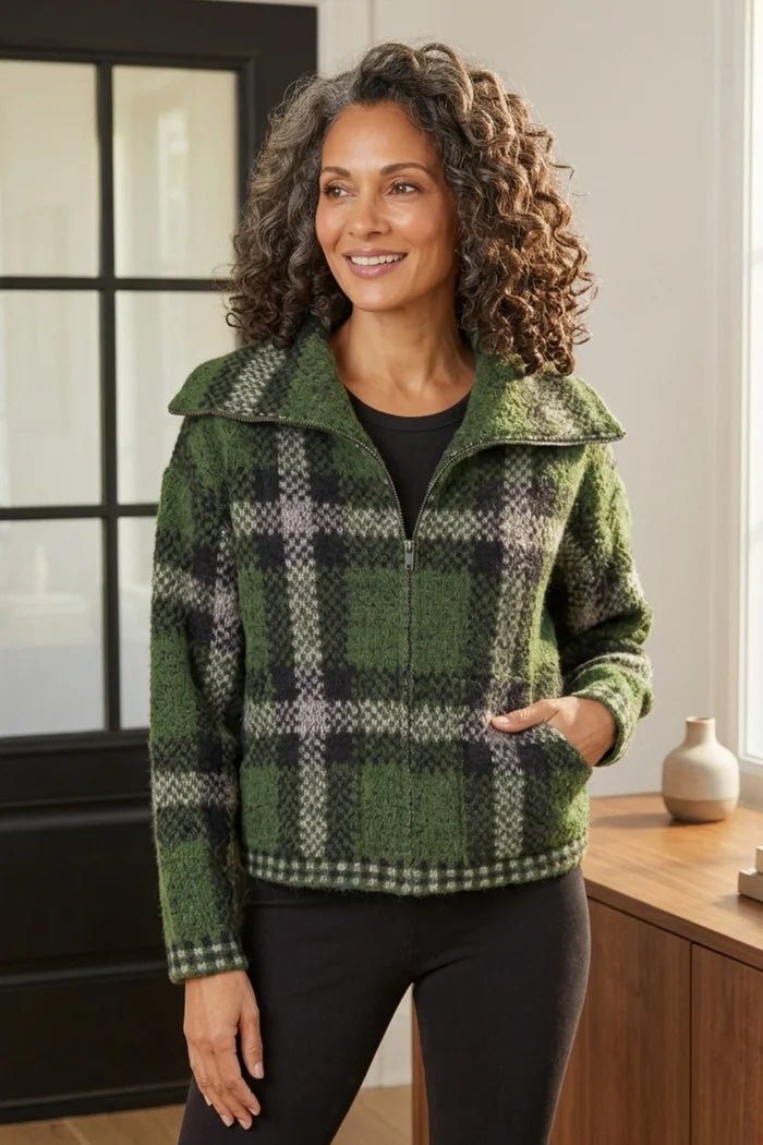 Habitat Plaid Zip Jacket | Fern - Juli's Wearable Art