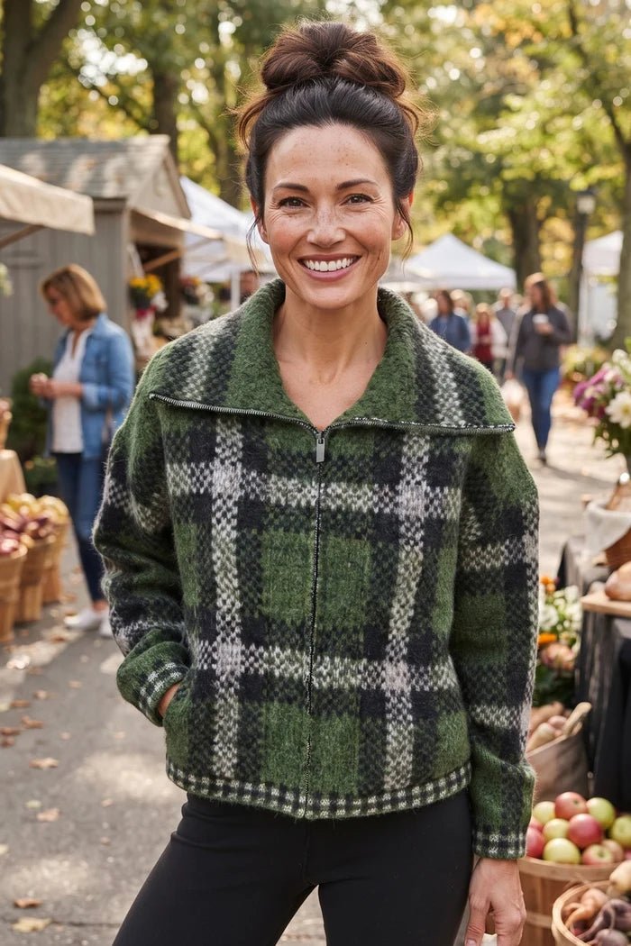 Habitat Plaid Zip Jacket  | Fern