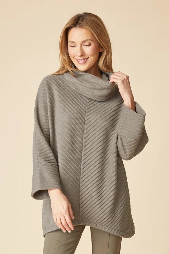Habitat Pleated Fleece Cowl Neck Tunic | Mushroom