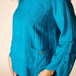 Habitat Rayon Jacquard Pleat Pullover | Teal - Juli's Wearable Art