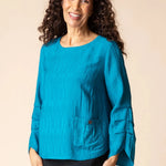 Habitat Rayon Jacquard Pleat Pullover | Teal - Juli's Wearable Art