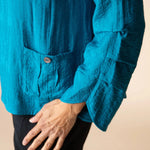 Habitat Rayon Jacquard Pleat Pullover | Teal - Juli's Wearable Art