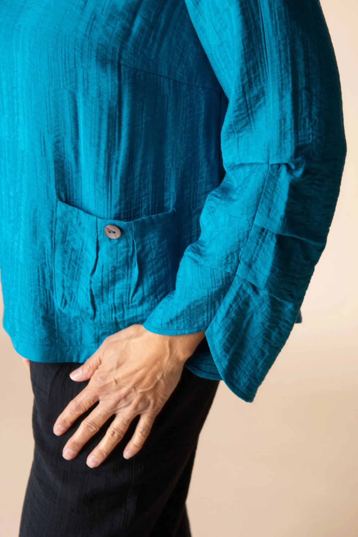 Habitat Rayon Jacquard Pleat Pullover | Teal