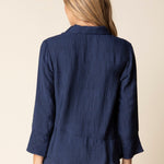 Habitat Soft Rayon Jacquard Flounce Shirt | Navy - Juli's Wearable Art