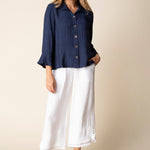 Habitat Soft Rayon Jacquard Flounce Shirt | Navy - Juli's Wearable Art