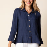 Habitat Soft Rayon Jacquard Flounce Shirt | Navy - Juli's Wearable Art