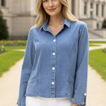 Habitat Stretch Denim Café Shirt | Light Denim - Juli's Wearable Art