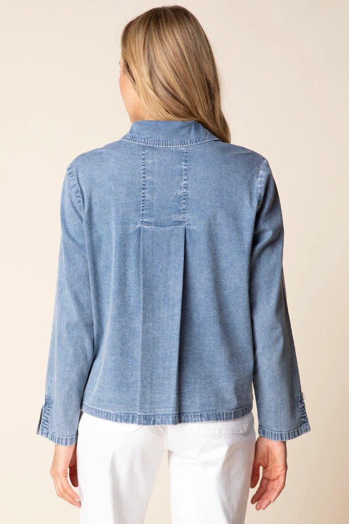 Habitat Stretch Denim Café Shirt | Light Denim - Juli's Wearable Art