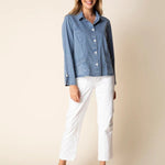 Habitat Stretch Denim Café Shirt | Light Denim - Juli's Wearable Art
