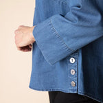 Habitat Stretch Denim Henley Top | Medium Denim - Juli's Wearable Art