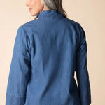 Habitat Stretch Denim Henley Top | Medium Denim - Juli's Wearable Art