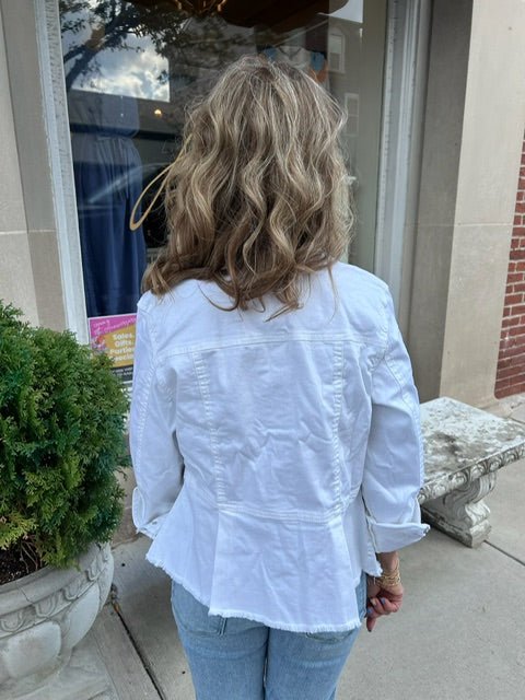 Habitat Stretch Denim “Secret Sauce” Jacket | White - Juli's Wearable Art