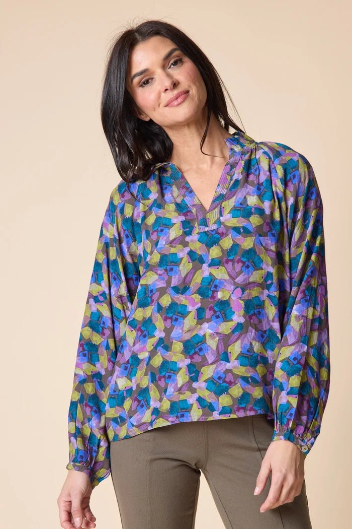 Habitat Viscose Rayon Crepe Ruched Shirt | Mushroom