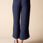 Habitat Whisper Jacquard Rayon Crop Pant | Navy - Juli's Wearable Art