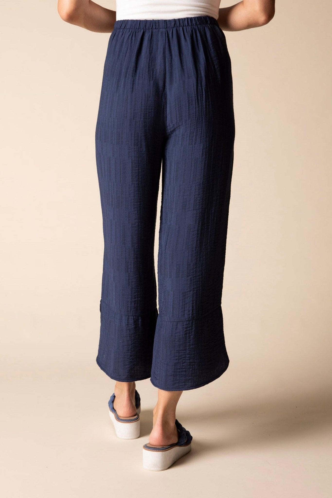 Habitat Whisper Jacquard Rayon Crop Pant | Navy - Juli's Wearable Art