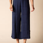 Habitat Whisper Jacquard Rayon Crop Pant | Navy - Juli's Wearable Art