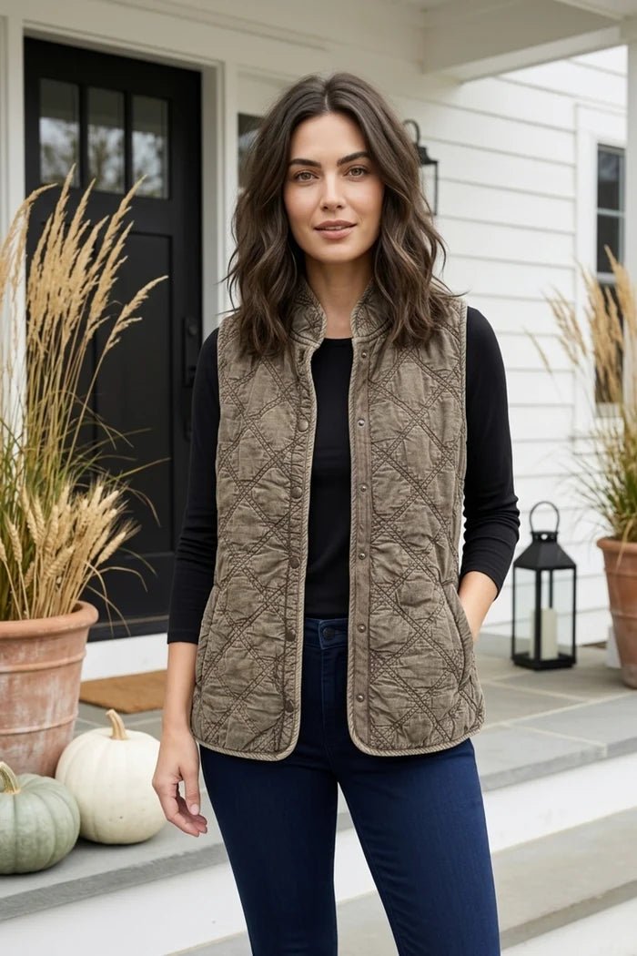 Habitat Windjammer Quilted Cotton Vest | Mushroom