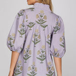 Half Sleeve Smocked Neck Woven Print Top | Lilac - Juli's Wearable Art