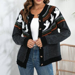 Halloween Ghost Vintage Polka Dot Knit Cardigan - Juli's Wearable Art