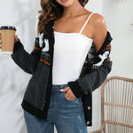 Halloween Ghost Vintage Polka Dot Knit Cardigan - Juli's Wearable Art