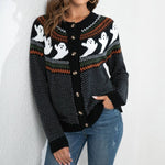Halloween Ghost Vintage Polka Dot Knit Cardigan - Juli's Wearable Art