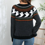 Halloween Ghost Vintage Polka Dot Knit Cardigan - Juli's Wearable Art