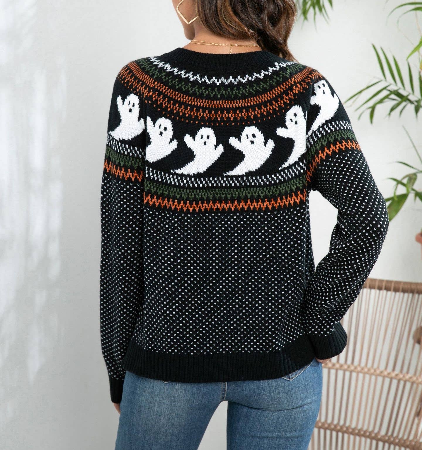 Halloween Ghost Vintage Polka Dot Knit Cardigan - Juli's Wearable Art