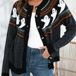 Halloween Ghost Vintage Polka Dot Knit Cardigan - Juli's Wearable Art