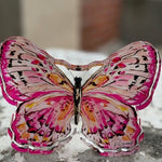 Hand painted Acrylic Art | Medium Butterfly | Pink + Orange - Juli's Wearable Art