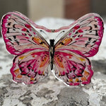 Hand painted Acrylic Art | Medium Butterfly | Pink + Orange - Juli's Wearable Art