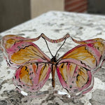 Hand painted Acrylic Art | Small Butterfly | Pink + Orange - Juli's Wearable Art