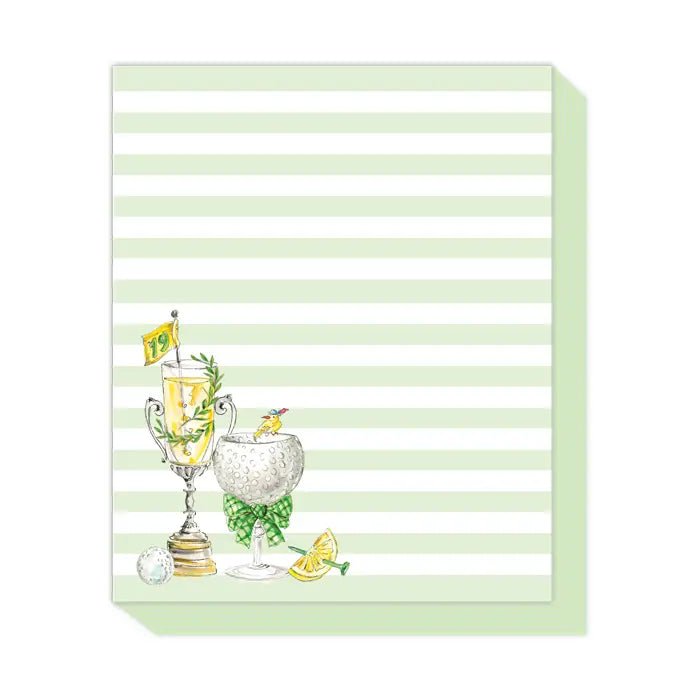 Hand Painted Green Stripes Stack Pad | Golf Cocktails - Juli's Wearable Art