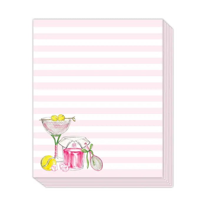Hand Painted Pink Stripes Stack Pad | Tennis Cocktails - Juli's Wearable Art