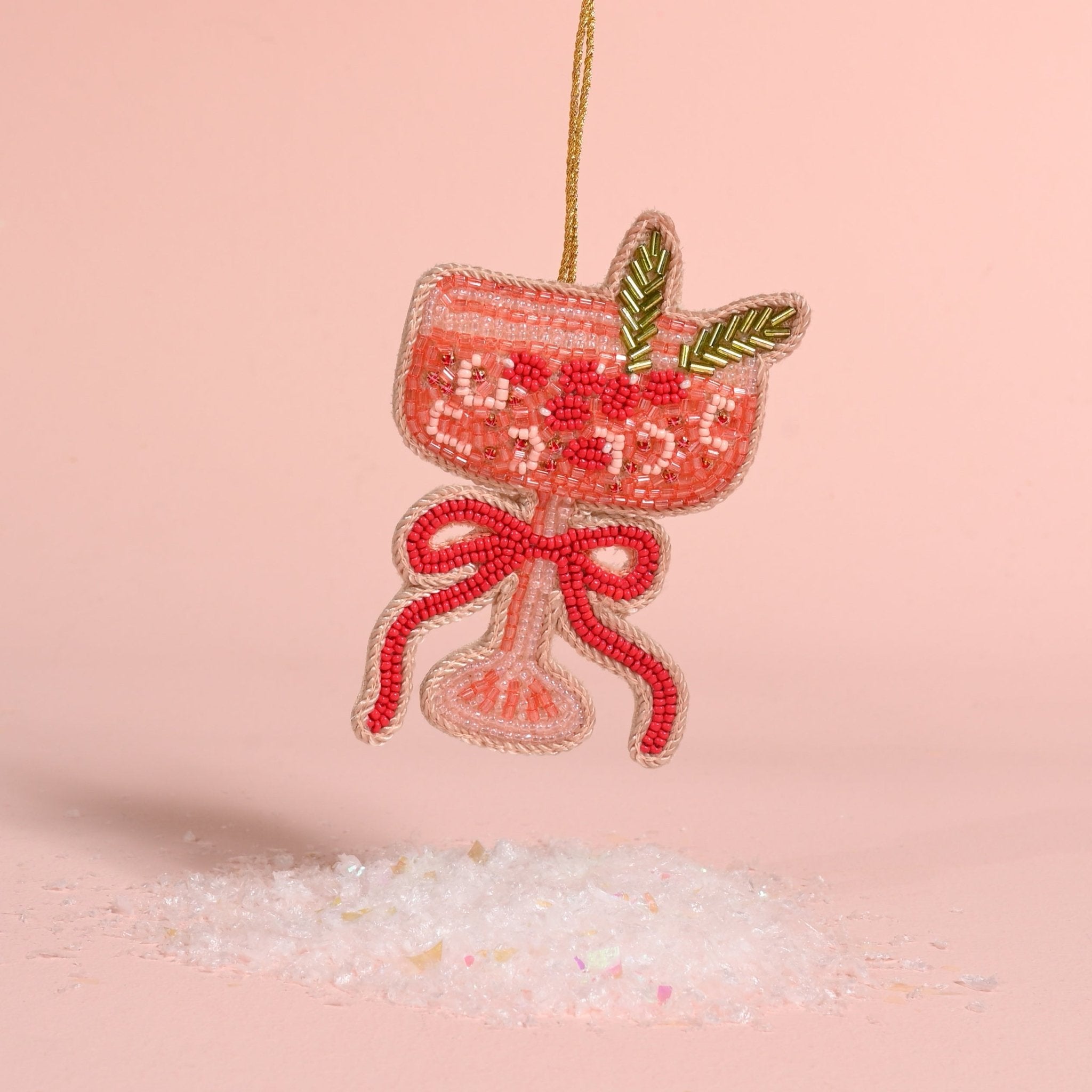 Handcrafted Beaded Ornament | Cranberry Cosmo - Juli's Wearable Art