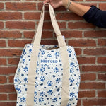 Handcrafted Canvas Tote Bag | Blue Paw Prints | Bedford - Juli's Wearable Art